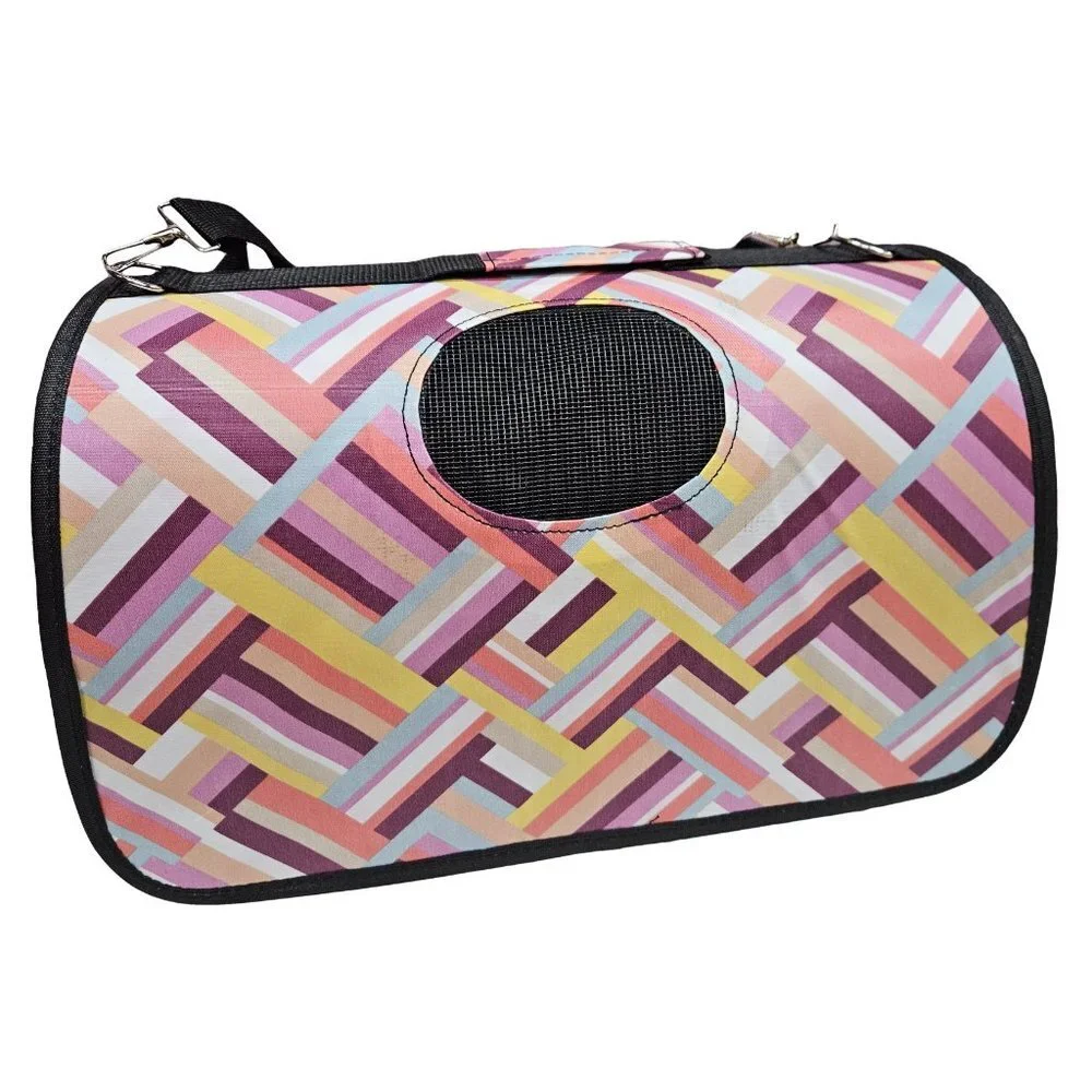 Pet Carrier for Cat, Dog or Other Pets, Wicker Pattern Print